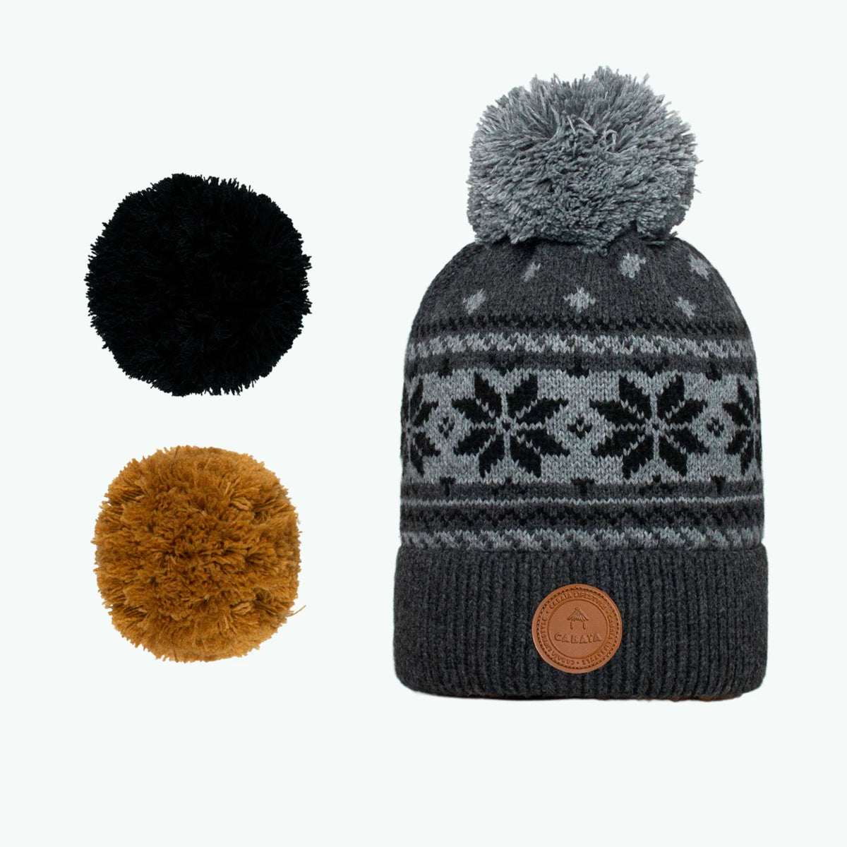 Bonnet CABAIA Moscow Mule - 3 Pompons Aimantés Interchangeables - Coton Bio - Taille Unique Ajustable