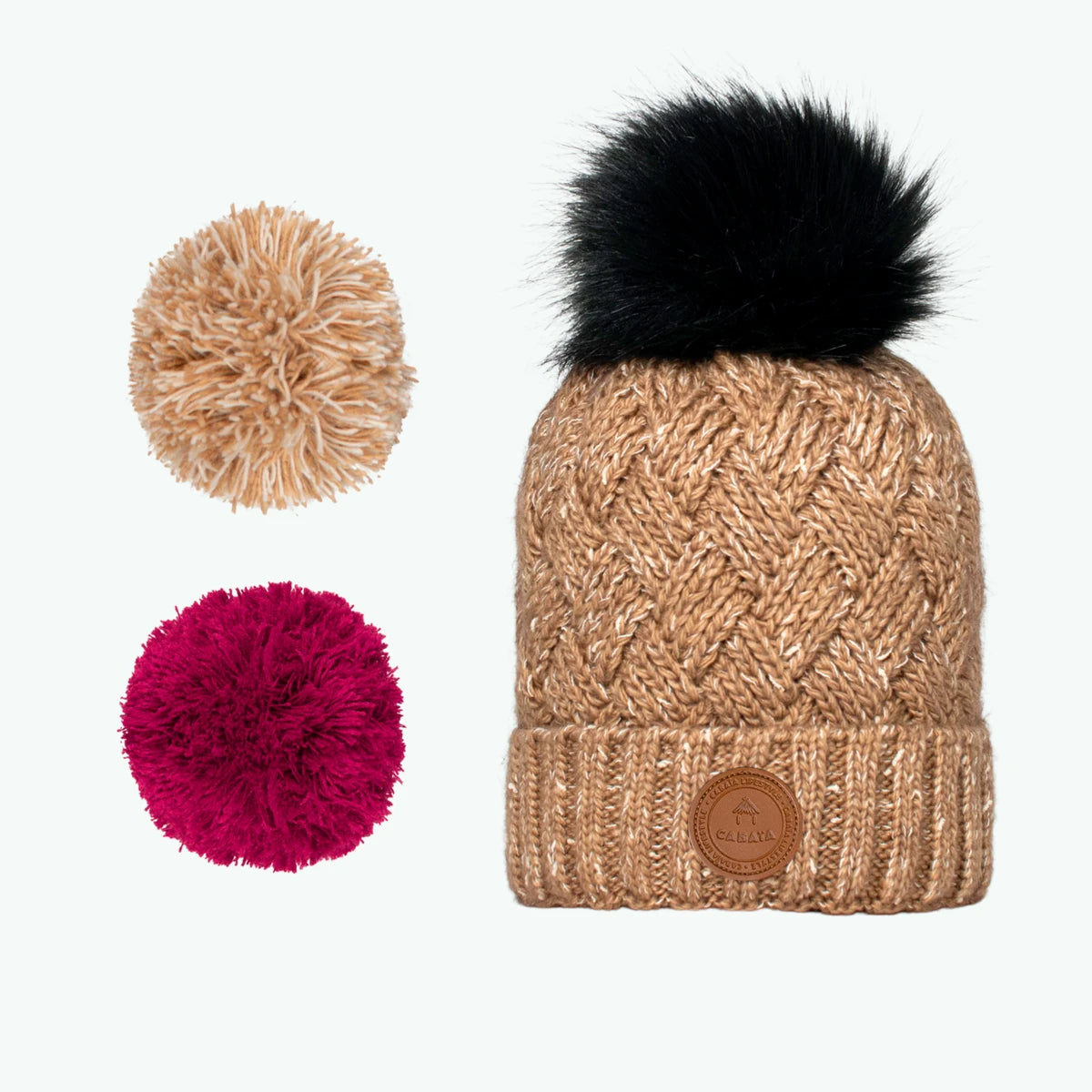 Bonnet CABAIA Moscow Mule - 3 Pompons Aimantés Interchangeables, Coton Bio, Ajustement Confortable