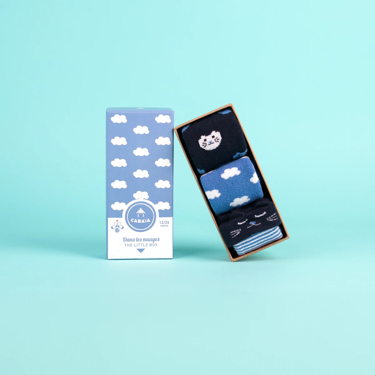 Chaussettes Dans les nuages - Pack de chaussettes bébé - Bleu - Cabaia - 