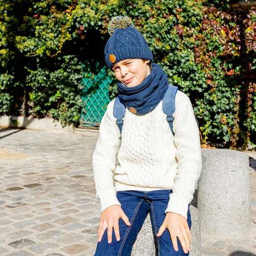 Bonnet Jus de Pomme Navy Enfant - Polaire - Cabaia -  - Cabaia